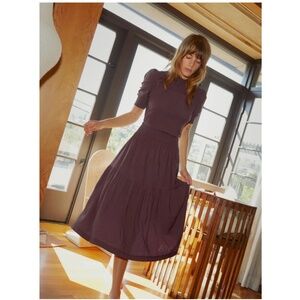 NATION LTD | Fabiana Easy Victorian Midi Dress in Sangria - small